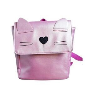 Girls Pink Backpack Metallic Glittery Pink Kitty Backpack Mini Bag